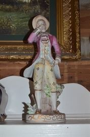 Lovely Antique Bisque Figurines of Victorian Lady & Man - Signed