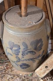 Very Rare Antique Salt Glaze Butter Churn - Churn is Cracked