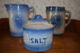 Lots of Beautiful Salt Glaze items from Pitchers to Salts to Butters to Bowls and much more! Many signed German pieces & more!!!