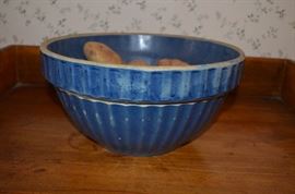 Large Blue Stoneware Bowl - Used as Potato Bowl