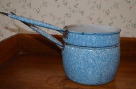 Antique Spongeware Double Pot