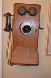Antique American Oak Wall Phone
