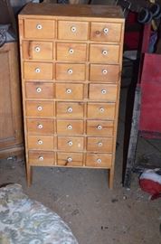Antique Multi-Drawer Cabinet with Porcelain Pulls ( 27 drawers )