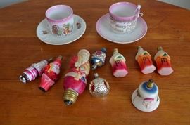 Rare Antique Christmas Lights along with very Rare Cups and Saucers