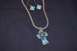 Vintage Matching Sterling Silver Necklace and Earrings