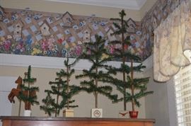 Beautiful Antique German Feather Christmas Trees ranging in size from approx. 8" to 42" made with Goose Feathers