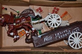 Vintage Iron Toy Fruit Peddler - reproduction