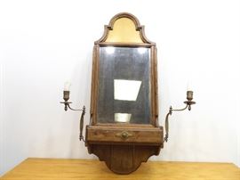 Antique Wood Candle Light Wall Hanging Mirror