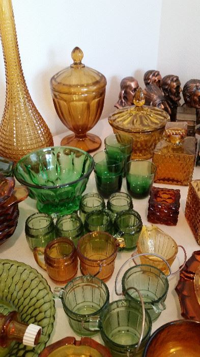 Vintage green and amber glass