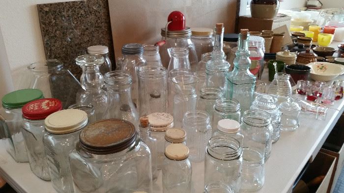 Vintage glass jars and bottles