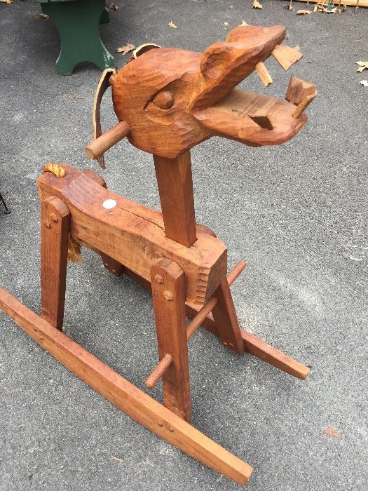 Unique hand carve rocking horse/donkey