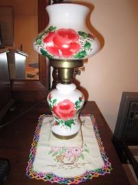Pair of painted lamps