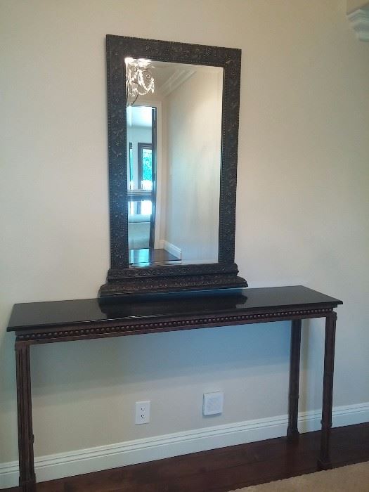 Beautiful long thin console table with large mirror
