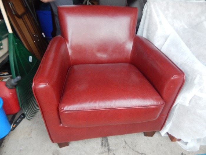Nice red leather? Naugahyde club chair.