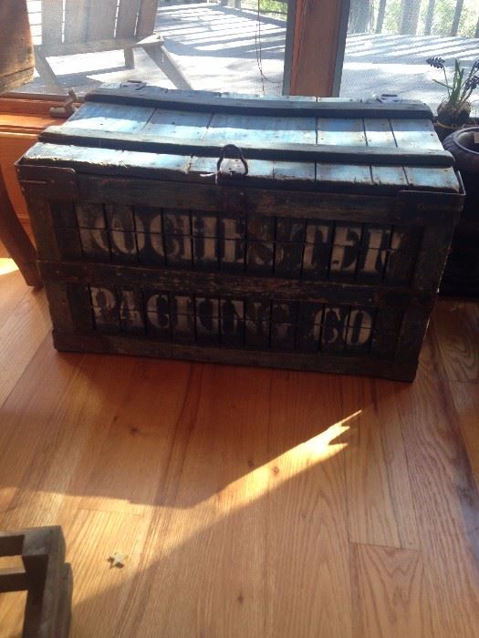 "Rochester Packing" crate in original blue paint.