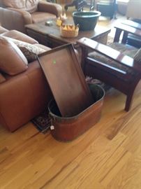 Copper boiler and copper boot tray.   One of a pair STICKLEY branded cherry chairs.  EXCELLENT CONDITION.