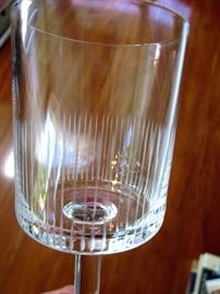 Mid century modern stemware, etched straight lines.