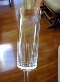 Mid century modern stemware, etched straight lines.