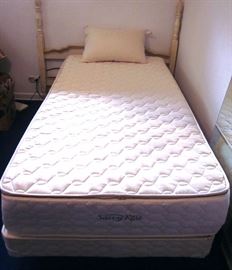 Twin bed with frame, box spring and High End Mattress: Latex Savvy Rest ($2000 new).