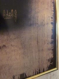 Hand painted "King Tutankhamun" on Papyrus (signed).  21" w, 33" h 