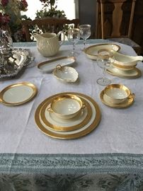 Lenox China service for 8 and serving pieces- 24k gold trim