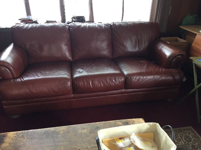 Leather Sofa with Matching Chair