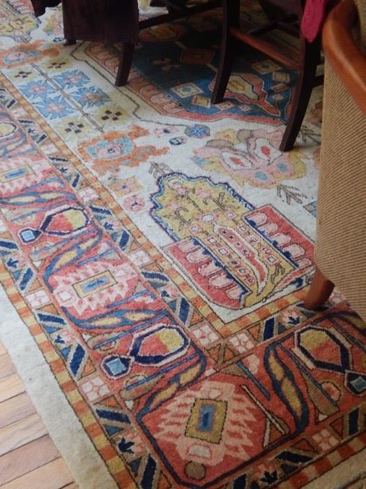 Very cool colors in this one. Dining room rug.Large!