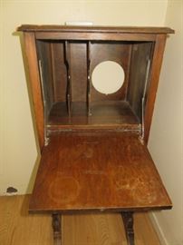 INSIDE OF ANTIQUE TELEPHONE STAND