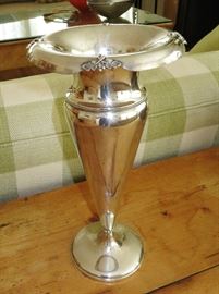 Tall Edwardian Sterling Silver Flower Vase
