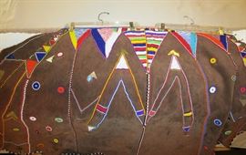 Rare and Very Fine Hand-Beaded on Suede African Masai Wrap-Skirt