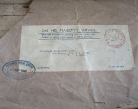 Cool Mailing Label from London, 1945, belong to the Hawaiin Violin