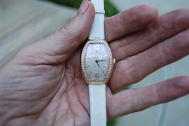 VACHERON CONSTANTIN EGERIE 18K YG LADIES TONNEAU WATCH WITH DIAMOND BEZEL AND LEATHER STRAP – ORIG COST: $20K - ASKING: $9995