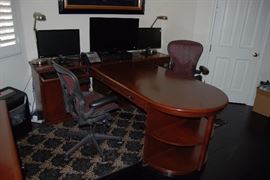 Partners desk with cabinets & credenza