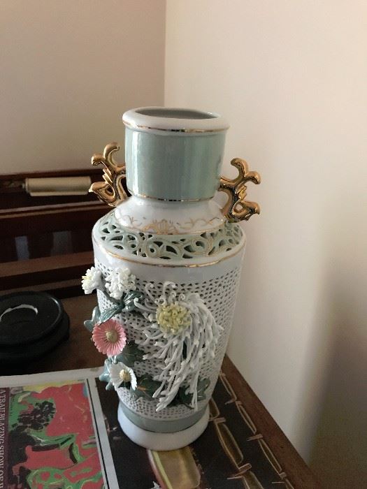 Chinese Republic Vase $65 -note damage to white Daisy - I have the piece that chipped off. 
