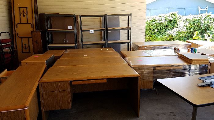 Desks, cabinets, credenzas, tables (many sizes and styles and many more than pictured)