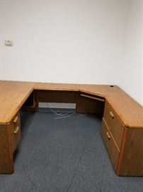Large U-shaped oak desk