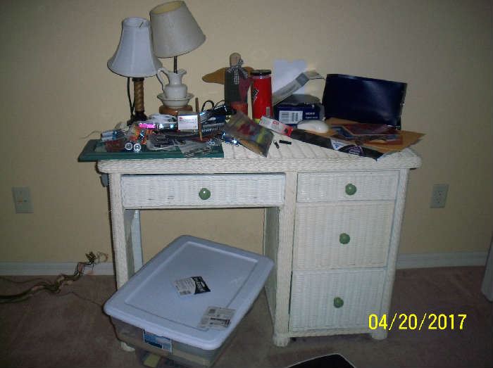 White Wicker desk ( chair not shown)