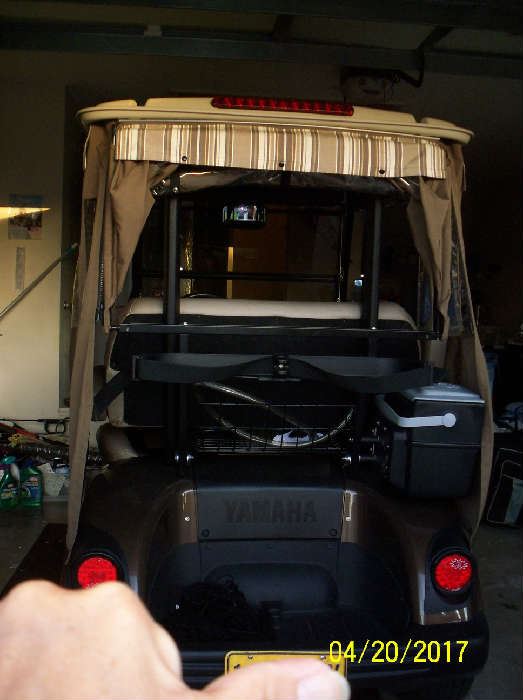Rear view of golf cart
