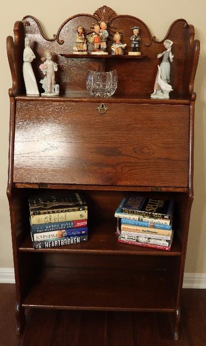 Antique oak drop front bookcase