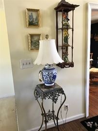 Marble and Metal plant Stand.  Ornate Display Shelf.