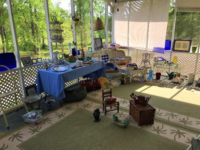 Outdoor stuff, Pots, Birdcage, Wicker, Lounge Chair, Vases, Planters, Whimsical Items.  