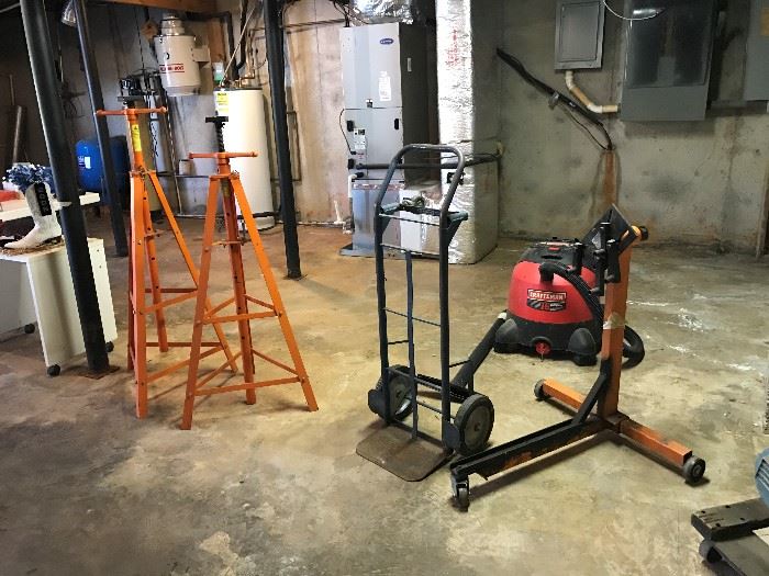 Hand Truck, Vacuum, Two Ton Tripod. Engine Stand, etc.  