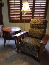 Reclining Chair and 2 Tier Round Table.