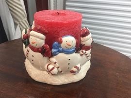 Snowman candle holder