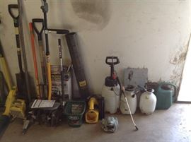 Garage items....sprayers, shovels, trimmers