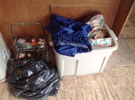 Shower curtain and small animal statue