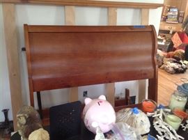 Sleigh bed...queen ,,.with rails and support, head and foot board