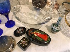 Russian boxes. Beautiful crystal.  Some crystal isn't pictured yet.