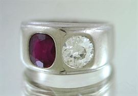 Lot 86: 14kt white gold and diamond ring, approx. 1.2 ct. Euro cut diamond