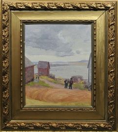 Lot 148: Oil on canvas, Coastal View, signed H. R. MacGinnis, 20" x 16"